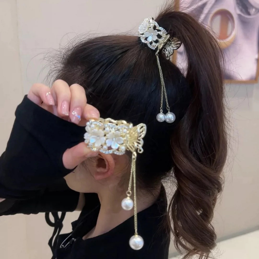 Butterfly Flower Tassel Ponytail Hairpin