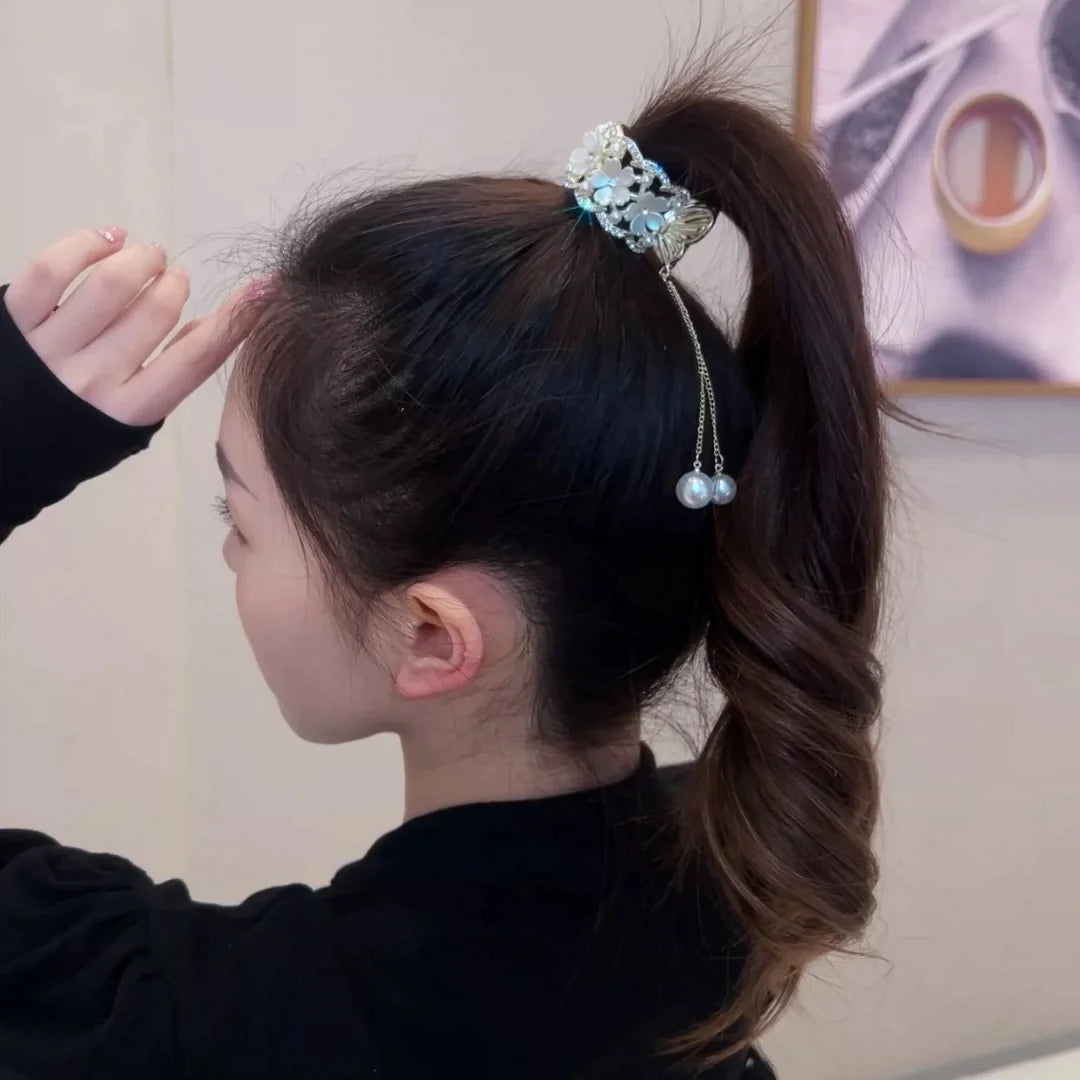 Butterfly Flower Tassel Ponytail Hairpin